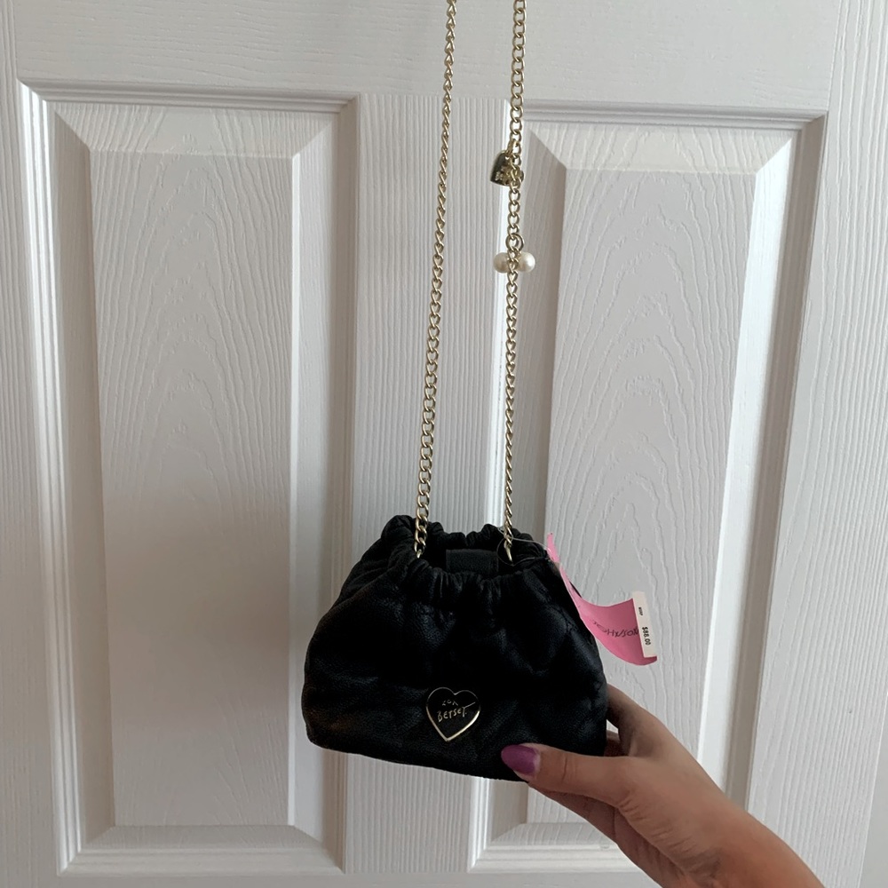 Betsy Johnson quilted mini bag with gold chain strap